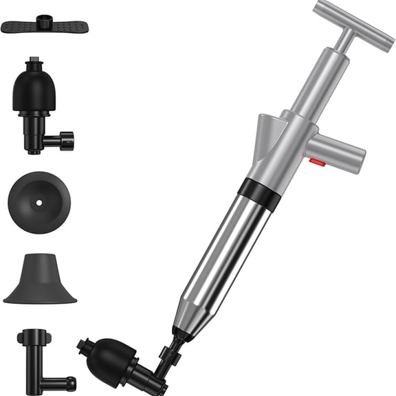 Toilet Plunger,Upgraded High Pressure Air Plunger with Barometer, Stainless Steel Drain for Clogged Toilet,Sink