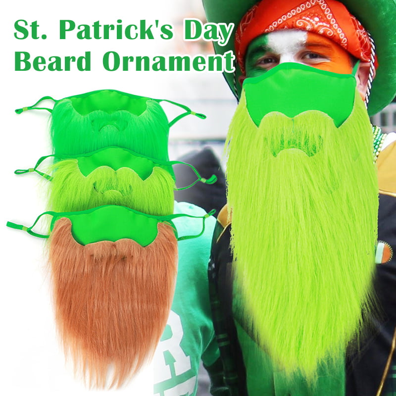 Patricks Day Fake Beard Irish Breathable Green Beard Mouth Covering 3 Pcs St