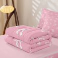 thumbnail image 5 of Erosebridal White Bow Outlines Zipper Twin Comforter Sets with Fitted Sheet and 2 Pillowcases,Ribbon Bowknot Zipper Bedding Set For Girls,Pink Reversible,4-Piece, 5 of 7