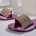 thumbnail image 3 of Xucatan Women's Rhinestone Low Heel Slides, Sparkling Crystal Embellished Open Toe Slippers, Patent Leather Dressy Summer Sandals, Glamorous Evening Party Footwear with Comfortable Low Heel Gift, 3 of 7