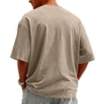 thumbnail image 3 of Mens Cotton Shirts Half Sleeve Crew Neck Drop Shoulder T Shirts Loose Fit Casual Vacation Pullover Tees, 3XL, 3 of 3