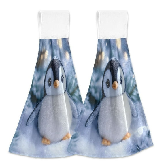2 Bathroom Towels Kitchen Towels 18.2x14In Velcro Hand Wipes Dish Cloths & Dish Towels Washroom Towels Face Towel Hand Wipes Christmas Penguin