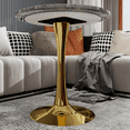 thumbnail image 3 of Tcbosik 27.5" Small Round Table with Faux Marble Top, Dining Table with Pedestal Base, Dinner Table for Kitchen, Breakfast Nook, Gray & Gold, 3 of 8