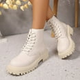 thumbnail image 4 of Xfvqtps Womens Flatform Boots Mid Calf Height Winter Fashion Boots with Chunky Sole Side Zipper Closure Comfortable Casual Lace up Booties Beige, 4 of 9