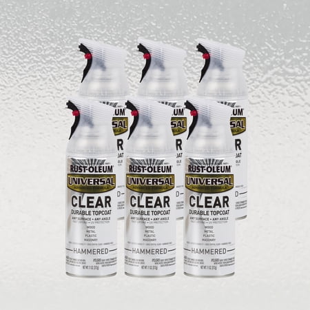 6 Pack, Clear, Rust-Oleum Universal All Surface Interior/Exterior Hammered Spray Paint-302153, 11 oz