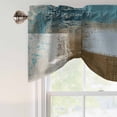 thumbnail image 4 of Teal Blue Tie Up Valance Curtains for Windows, Kitchen Curtains Window Treatments, Brown White Minimalist Retro Smear Ombre Art Short Window Shades Valances for Bedroom Bathroom Cafe 42"x12", 4 of 8