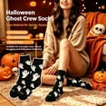 thumbnail image 2 of Huowey Halloween Socks For Men Women Crew Socks Ghost Pattern Halloween Gift Fall Winter Cozy Festival Party Socks,Black, 2 of 6