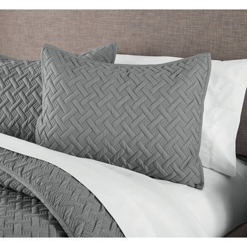 Mainstays Emma Solid BasketWeave Quilt, Shams Sold Separately
