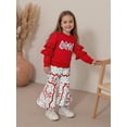 thumbnail image 4 of Miaouyo Toddler Baby Girls Christmas Fall Clothing Set 6 12 18 24 Months 2T 3T 4T Tree Embroidery Pullover with Printed Bell Bottom Outfit, 4 of 9