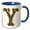 Blue/White, variant on 3drose, Elegant Image of Gold Victorian Ornate Monogram Initial Y, 11oz Mug