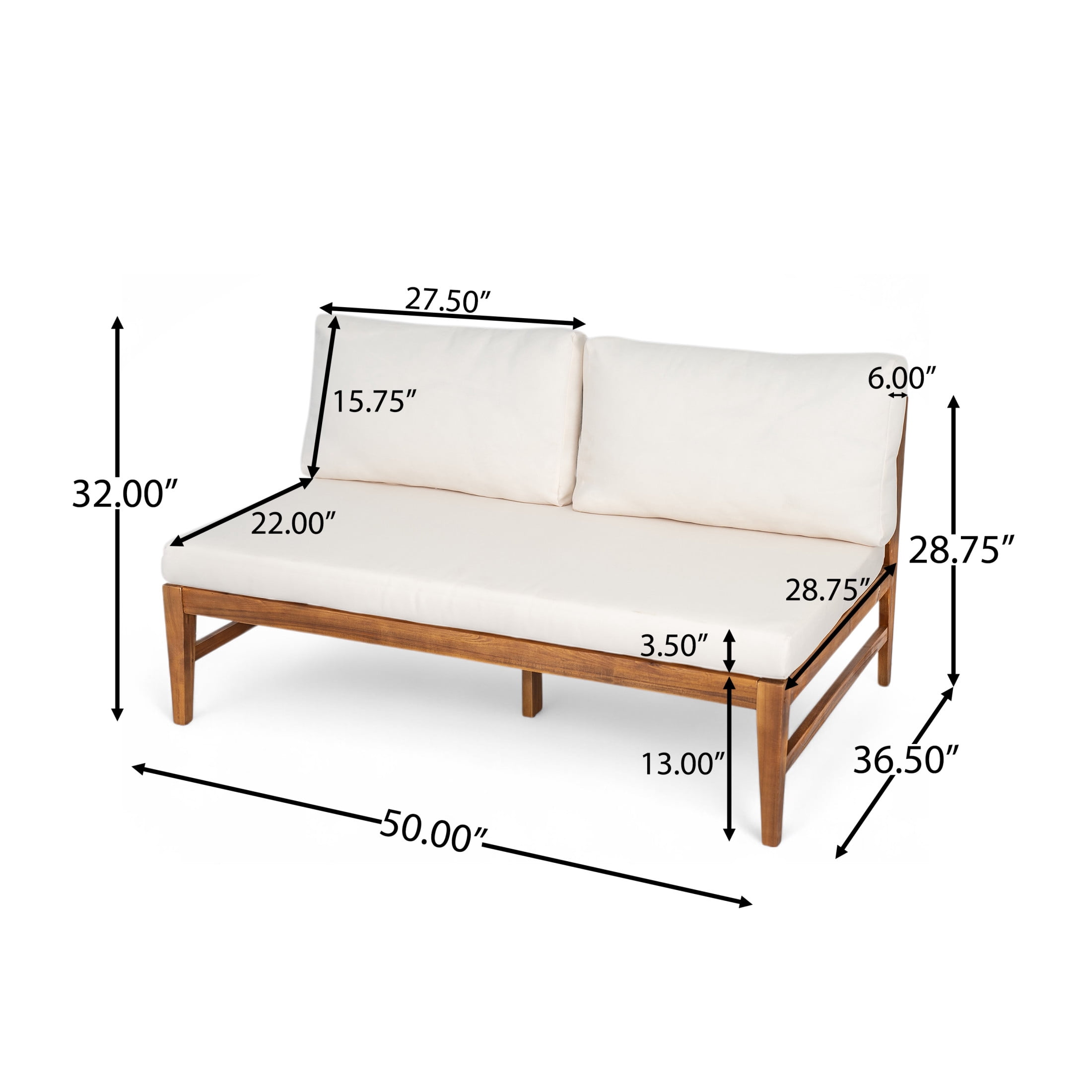 Christopher Knight Home 2-Piece Outdoor Patio Deep Seating Loveseat with Coffee Table, Acacia Wood Frame, Cream+Teak
