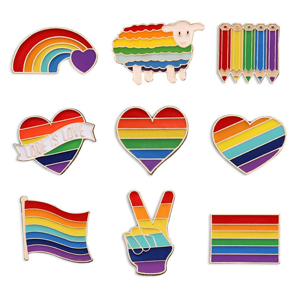 Rainbow Brooch Gay Pride Wavy Flag Heart Pin Metal Enamel Badge Lapel Pin Jewelry for Scarves, Headscarves, Dresses, Suits, Bags, Backpacks Y2H7 - image 3 of 9