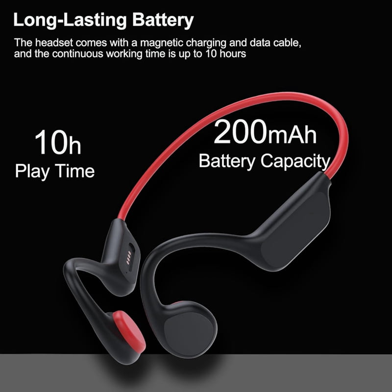 Bone Conduction Headphones Sports Headset Open-Ear Bluetooth Wireless Swimming Earphones Built-in Mic for Workout