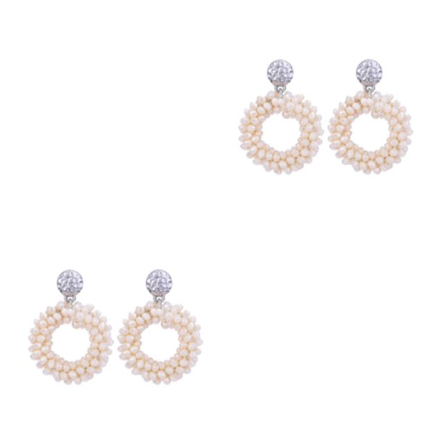 Guardurnaity Pendientes De Gota De Mujer De Estilo Vintage Chic Pendientes Tejidos Exquisitos Pendientes Tejidos Exquisitos Elegante Hecho A Mano beige 2Conjunto