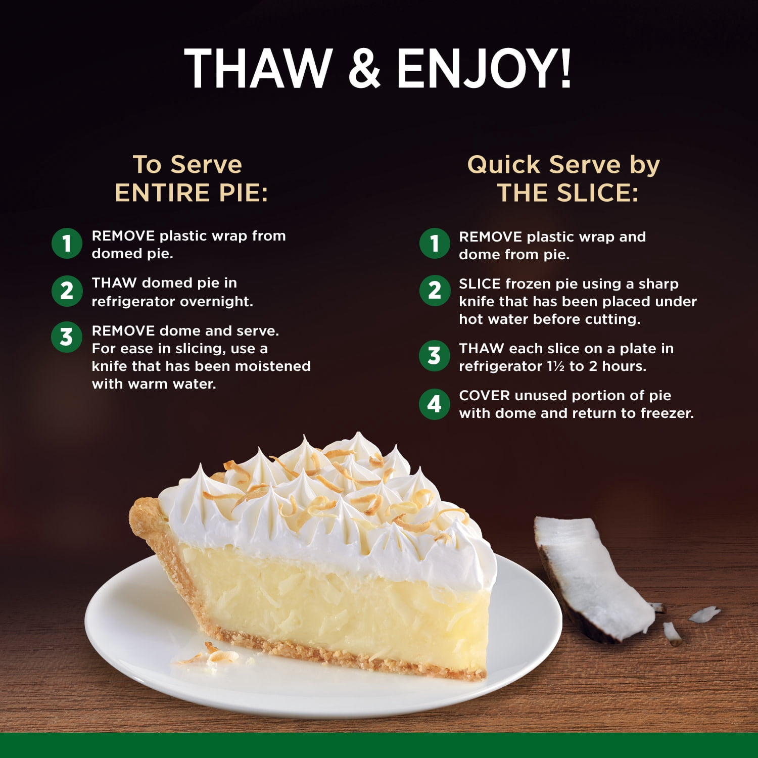 Marie Callender's Coconut Cream Pie, Thaw & Enjoy Frozen Dessert, 30.3 oz.