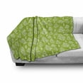 thumbnail image 2 of Leaves Soft Flannel Fleece Throw Blanket, Simplistic Layout of Fern Leaves with Paint Stains Grunge Monochrome Design, Cozy Plush for Indoor and Outdoor Use, 50" x 70", Lime Green White, by Ambesonne, 2 of 5