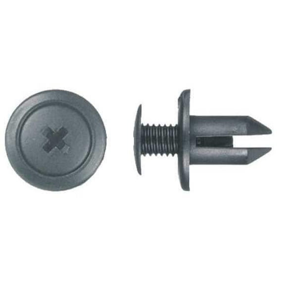 Push-In Rivet, Dome Head, 7 mm Dia., 11 mm L, Nylon Body, 25 PK