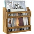 thumbnail image 1 of MyGift Rustic Burnt Solid Wood Magazine Holder with Decorative Chicken Wire Rail, Wall Mountable Storage Organizer Rack for Upright Display of Magazines, 1 of 7