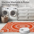 thumbnail image 5 of ODIKA 4'x6' Machine Washable Non-Slip Area Rug, Sanskrit Lotus with Radiant Petal Mosaic and Spiral Accents High Traffic Rug, Orange, 707872, 5 of 5