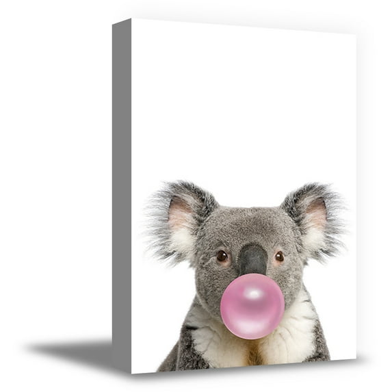 Awkward Styles Koala Blowing Bubble Gum Fine Art Poster Painting for Office Art Lovers Gifts Cute Animal Canvas Print Art Koala Painting Koala with Pink Gum Wall Art Canvas Decor Canvas Animal Poster