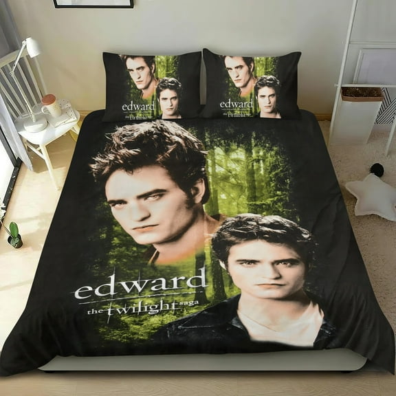 Twilight-themed Bed Sheet Set Three Piece Set Comfortable And Skin Friendly Unique Design Home Decor Gifts For Family Friends fans54x79Inches（135cm*200cm）