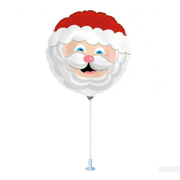 PMU Smiling Santa 9 Inches Red & White Pre-inflated with stick Mylar Balloon Pkg/1