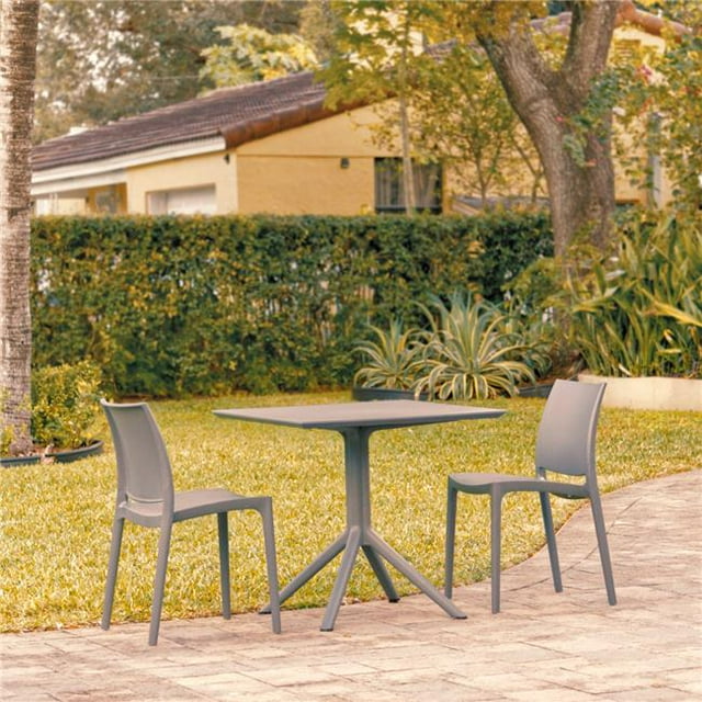 Siesta ISP1063S-DGR Ensemble de Salle à Manger de Patio Maya avec 2 Chaises Gris Foncé