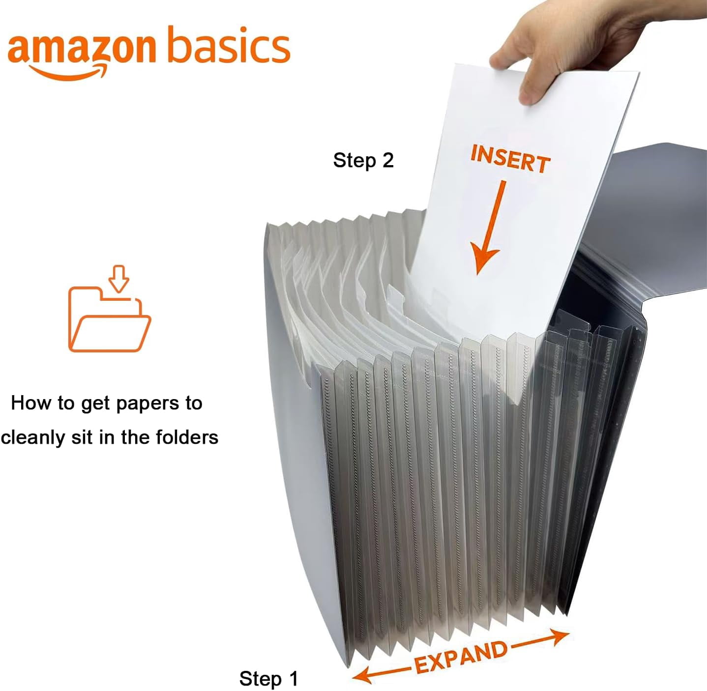 Expanding Accordion File Organizer, Letter Size, 13 Compartments, Large Capacity Document Storage, Waterproof, Black, 1-Pack