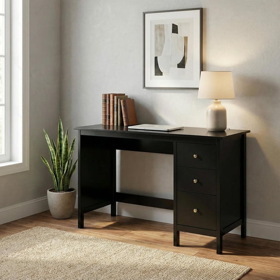 Topcobe 3-Drawer Home Office Study Computer Desk with Spacious Desktop, Ideal for Working and Studying, Desks for Bedrooms, Black