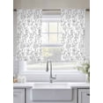 thumbnail image 4 of Gray Spring Floral Sheer Curtains 54 Inch Length 2 Panels Set, Summer Botanical Watercolor Voile Window Treatment Rod Pocket Short Kitchen Curtains Drapes for Bedroom 52"x54"x2, 4 of 7