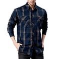 thumbnail image 1 of Camisas Vaqueras Para Hombre Camisa de manga larga a cuadros de otoño para hombre Camisa de carga de algodón de talla grande informal de negocios para hombres (Dark Blue, XXL), 1 of 5