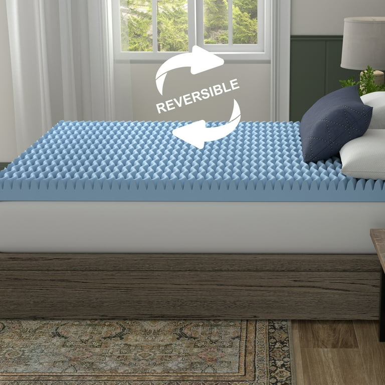 Subrtex 4 inch Mattress Topper Full Memory Foam Pad in A Box Wave