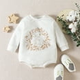 thumbnail image 2 of PINQI Toddler Fashion Bodysuits Western Baby Girls Boys Long Sleeve Sweatshirt Romper Happy NewYear Printed Bodysuit Long Sleeve Outfits(White-1,0-3 Months), 2 of 8