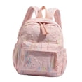 thumbnail image 4 of Mochila escolar con asa superior, correa acolchada, tejido y cremallera para adolescentes Rosa, 4 of 8