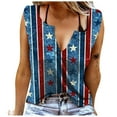 thumbnail image 2 of Pitauce Womens 4th of July Patriotic Tank Tops American Flag Button V-Neck Sleeveless T-Shirt Summer Casual Tanks, 2 of 6