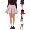 thumbnail image 3 of Yunliwuli Women Bubble Skirt, Elastic Waist Pleated Solid Summer Mini Skirt Streetwear for Casual Daily, 3 of 9