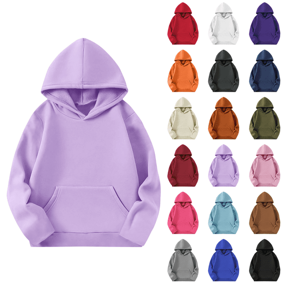 Qingpeng Boys Girls Hoodie Pullover Sweatshirt Relaxed Fit Long Sleeve Top with Kangaroo Pocket