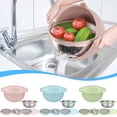 thumbnail image 1 of Seasonal Savings,Stainless Steel Drain Basket, Rotating Vegetable Fruit Washer, Non-Slip Base, Durable Construction, For Kitchen Use, Efficient Drainage, Food Preparation Tool | Plastic, Blue, 1 of 9