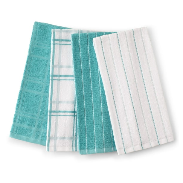 Better Homes & Gardens Kitchen Towel Set, Aqua Ocean, Set of 4