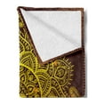 thumbnail image 2 of Mandala Soft Flannel Fleece Throw Blanket, Ornamental Snowflake Floral Traditional Oriental Graphic Artwork, Cozy Plush for Indoor and Outdoor Use, 50" x 60", Yellow Brown, by Ambesonne, 2 of 5