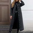 thumbnail image 2 of QHFBli Women's Long Casual Maxi Length Denim Cotton Coat Oversize Button Up Jean Jacket, 2 of 7