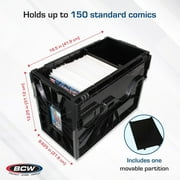 BCW SHORT COMIC BOOK BIN - Black Plastic Storage Box w One Partition 1-Box