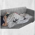 thumbnail image 6 of East Soft Flannel Fleece Throw Blanket, Koi Fish Swimming in Sketch Grunge Sea Waves Hand Dawn Traditional Artwork, Cozy Plush for Indoor and Outdoor Use, 50" x 60", White Black Grey, by Ambesonne, 6 of 6