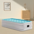 thumbnail image 4 of Twin Air Mattress with Built-in Pump 18" Top Flocking,Raised Comfort,Fast Inflation/Deflation Foldable Portable Air Bed with Storage Bag for Home,Camping,Guests Light Blue, 4 of 8