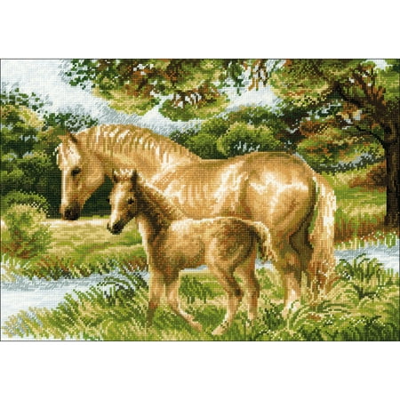 Horse Cross Stitch - Horse With Foal Counted Cross Stitch Kit - 15.75