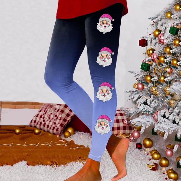 Leggings de cintura alta para mujer, pantalones de yoga para entrenamiento, suaves, elásticos, cómodos, con estampado navideño, diseño de bloques de color para fitness y running 2683