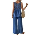 thumbnail image 2 of Defitshape Women's 2 Piece Outfits Tank Tops Pants Suits Matching Set Summer Tracksuit Soft Casual Date Night Thin Wide Leg Matching Outfit Blue Large, 2 of 2