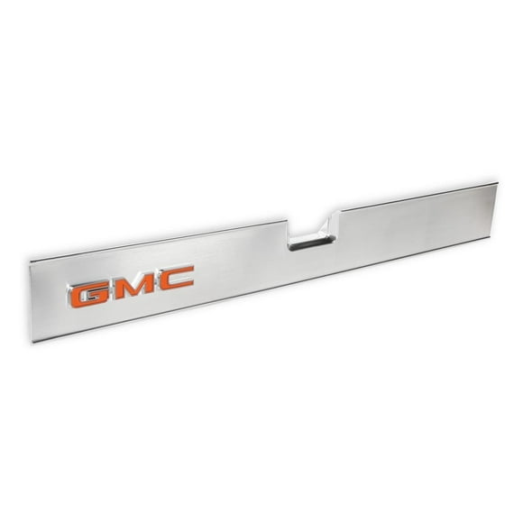 Holley Classic Trucks Tailgate Molding 04-561 With GMC Logo; Silver/Red letter; Brushed Aluminum