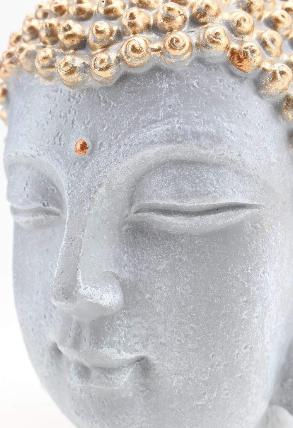 Smiling Meditating Buddha Shakyamuni Head Statue 7.5" Tall Blessing Mercy & Love Peaceful Feng Shui Idea
