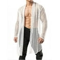 thumbnail image 2 of Manxivoo Long Cardigan Style Male Sex Hollowed Out Long Cardigan Mesh Street Breathable Long Sleeve Men Coats for Men White XXL, 2 of 7